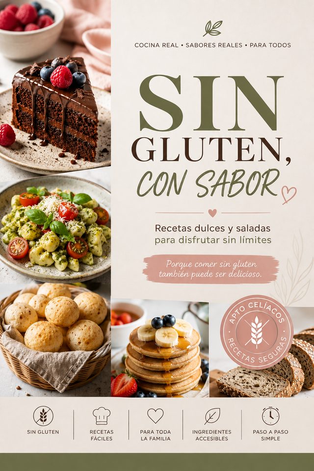 Portada del recetario Sin Gluten, Con Sabor: recetas dulces y saladas sin TACC